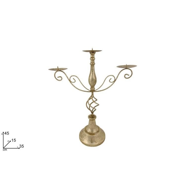 CANDELIERE 45CM IN METALLO 3 FUOCHI ORO